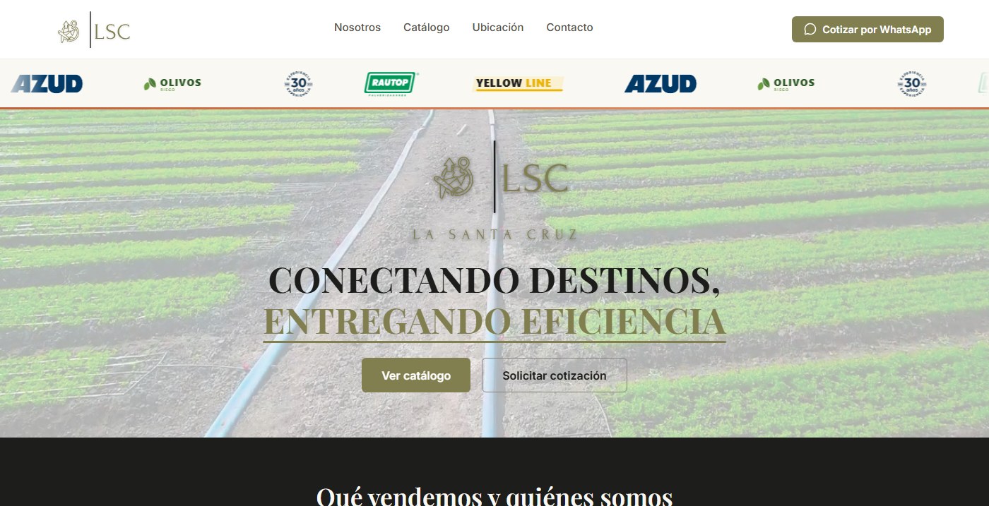 Sitio web de Importadora La Santa Cruz — catálogo de componentes industriales